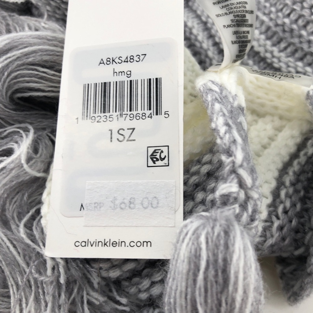 Calvin Klein Marled Color Block Tassel Scarf - Picture 6 of 6
